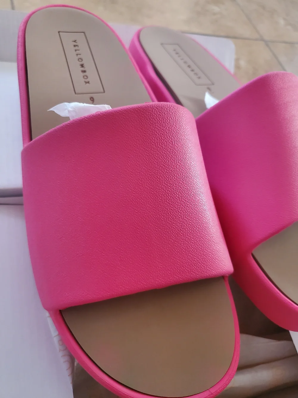 Yellow Box Hot Pink Wide Strap Slide Sandals - Picture 3 of 5